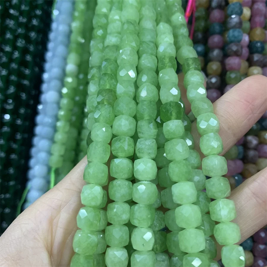 wholesale Dyed jade Semi-precious Stone 8*8mm Square faceted bead Cube Beads For Jewelry Making