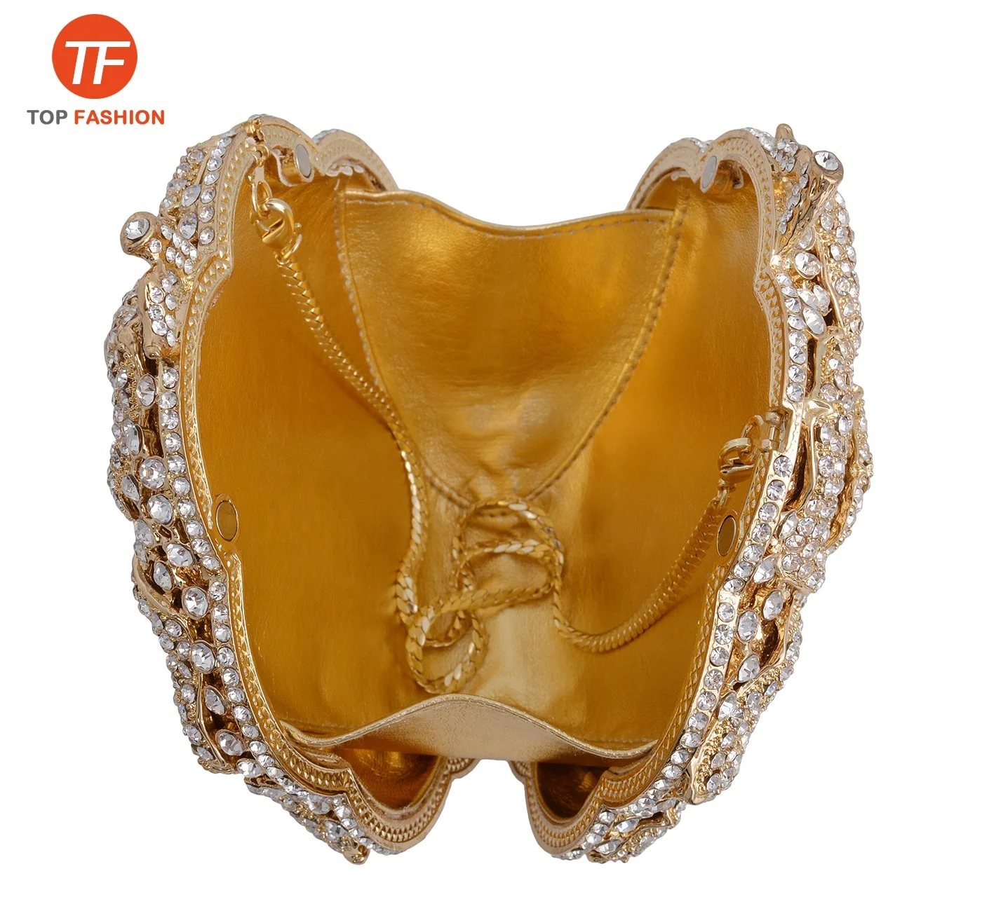 Factory Wholesales New Designer Rose Crystal Rhinestone Party Clutch Evening Bag 3D Shaped Bridal Purse