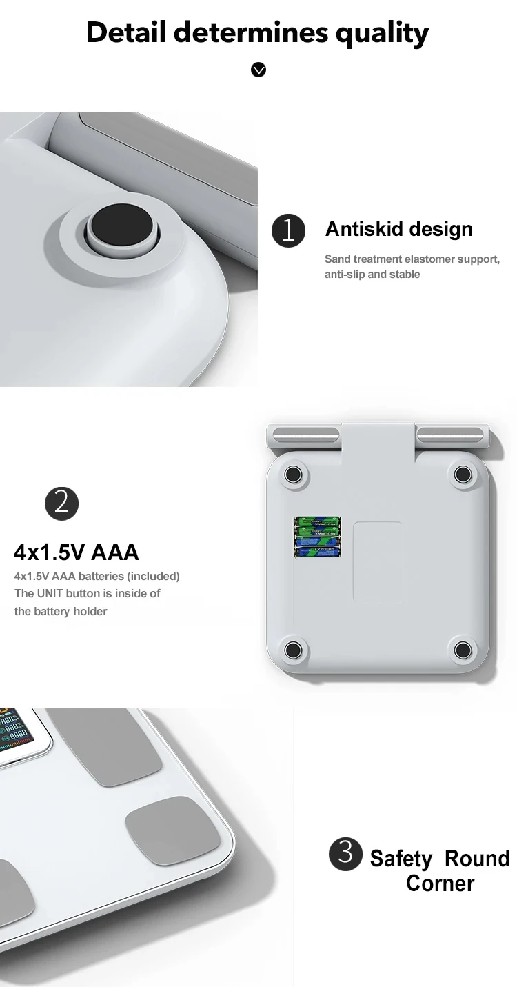 Красочный экран Интеллектуальный биоимпедансный умный цифровой 8 электродов весовые весы с ручкой