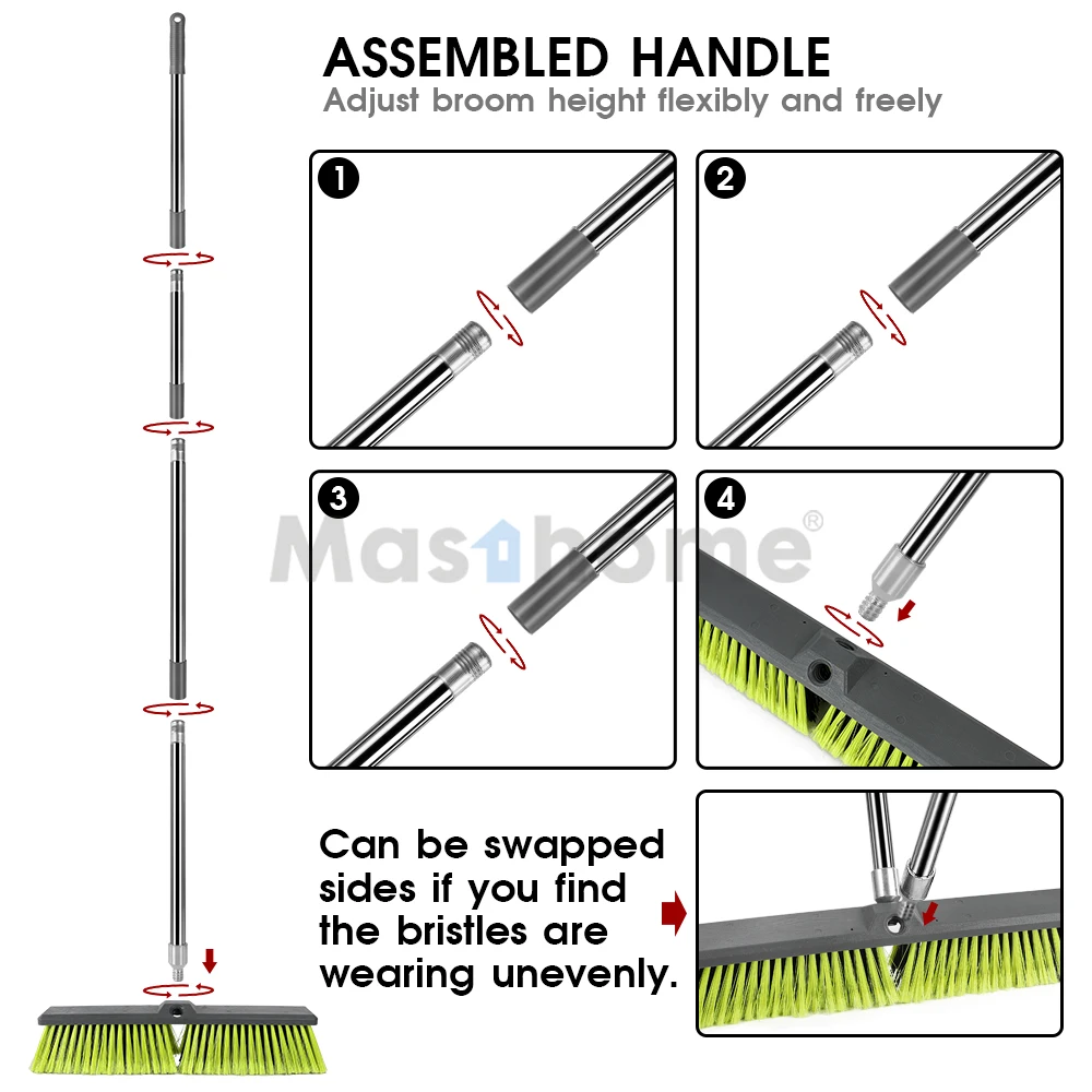 Masthome Long plastic Handle Household Cleaning garden soft big broom