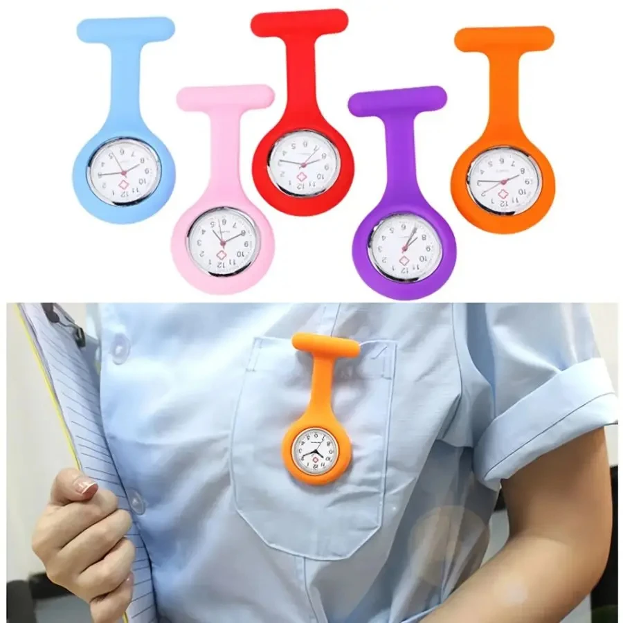 Silicone Nurse Watch Mini Cute Pocket Watches Medical Lockable Pins Hanging Quartz Watches Women Men
