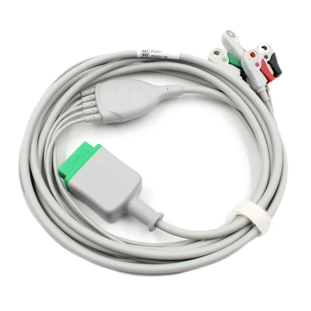 Plinma Medical Accessories Direct-Connect ECG Cable 5 Leads Pinch/grabber Compatible with GE Marquette AHA One-piece ECG Cable