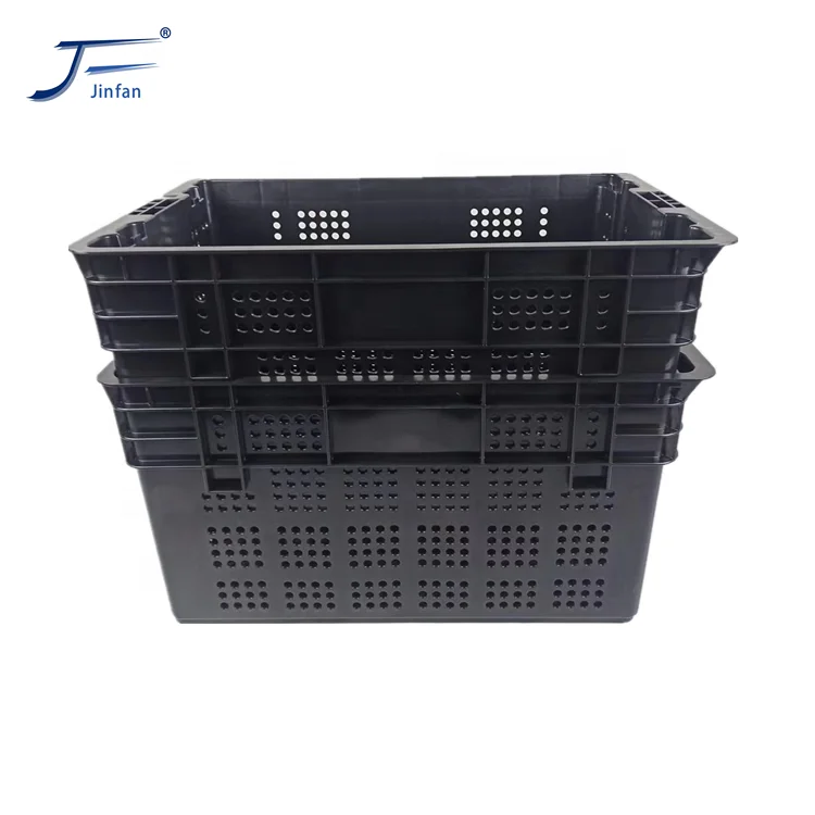 Supermarket PP PE Material Plastic Stackable Fruit Vegetable Turnover Crate