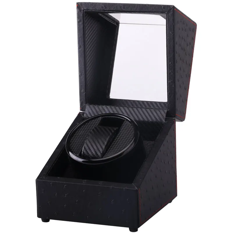 Faux Luxury Leather Pu Single Head Rotators Automatic Chain Watch Shaker Cases