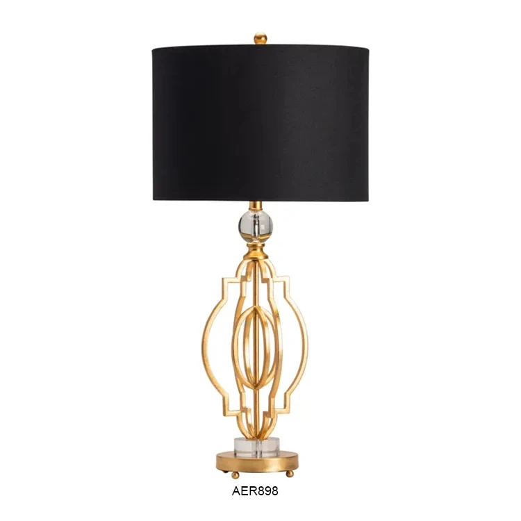 home decorative living room modern black shade luxury metal gold table lamps