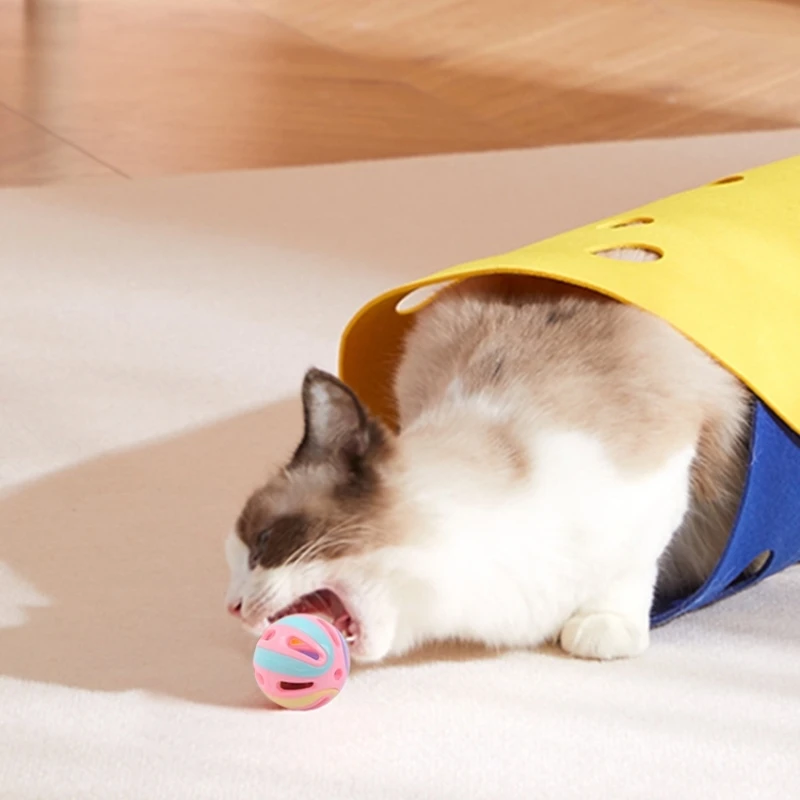 2023 New Products Interactive Colorful Stitching Bell Plastic Ball Large 8 cm Cat Toys Cat Bell Pet Toys