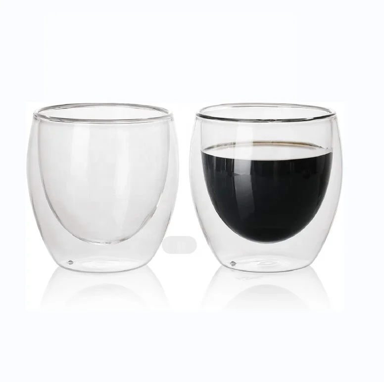 Best Selling Party Restaurant 5 oz Egg Shaped Double Wall Glass Coffee Tea Cup