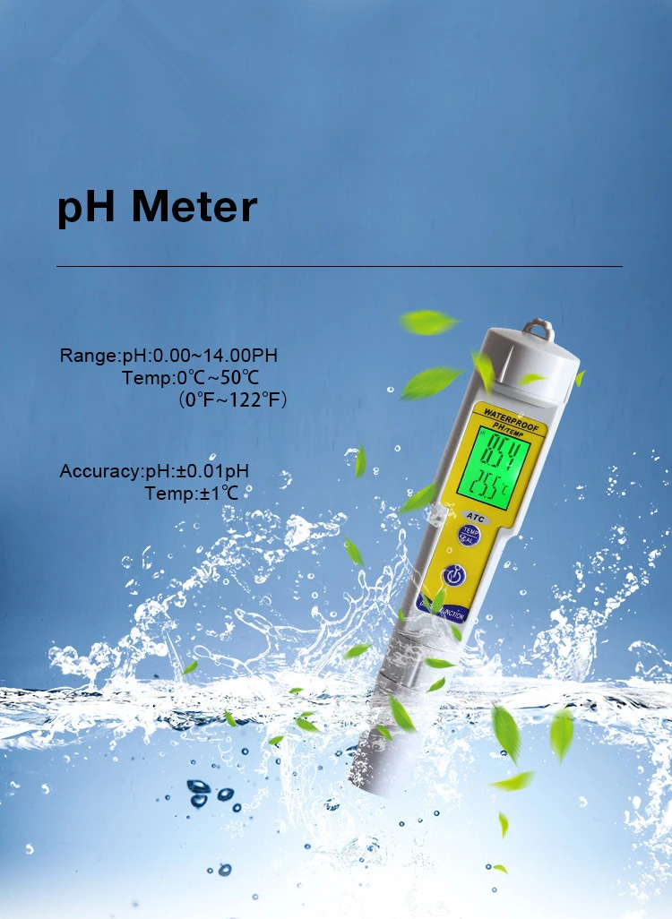 Суперпродаваемый портативный измеритель температуры/PH Waterpro подходит для всех тестов воды высокого качества плавания аквариумов и т. д.