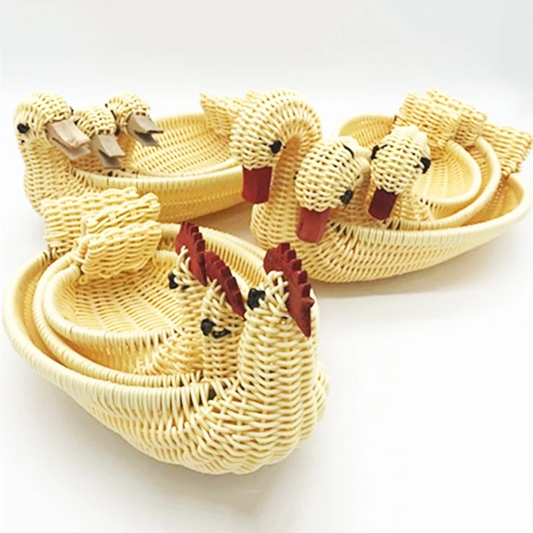 Handmade Cartoon animals woven basket creative rattan woven fruit crafts rattan basket