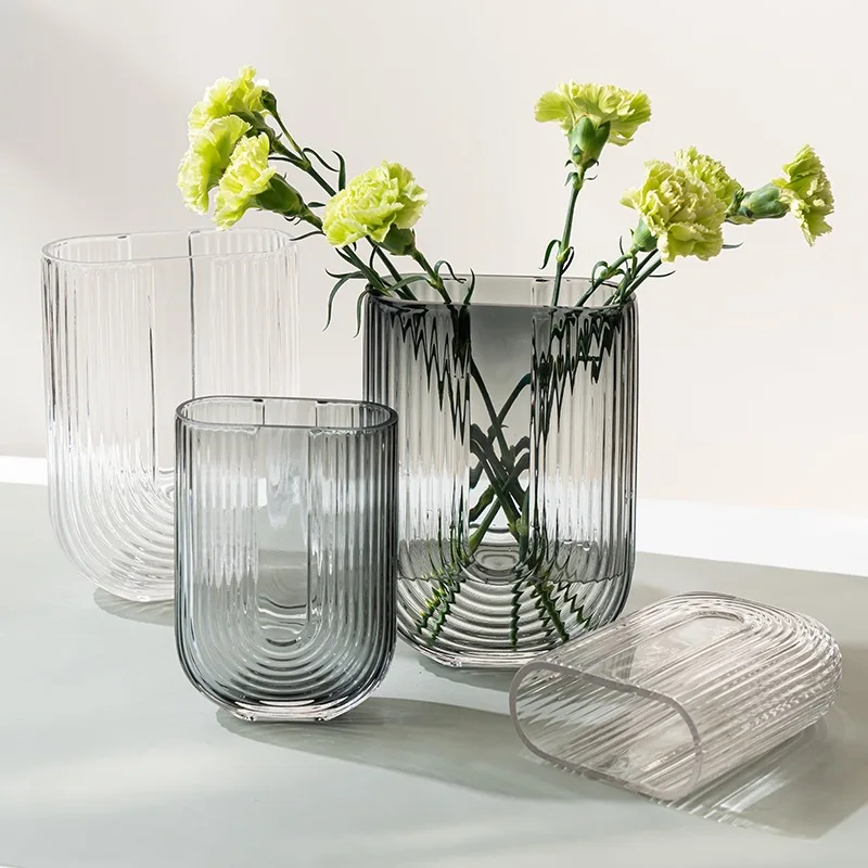 Light Luxury Simple Transparent U-shaped Glass Vase Nordic Style Living Room Decoration Flowers Water Cultivating Dried