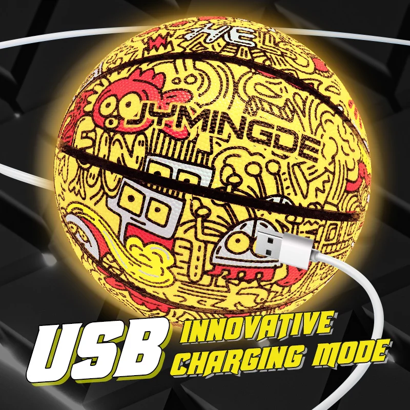 Size 3 5 6 7 led glowing light glow up glow in the dark basketball ball for Kids Age 8 Years Old and Up