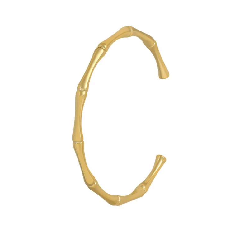 Custom stainless steel jewelry 18k pvd plating bamboo bangle cuff bracelet gold bangle bracelet