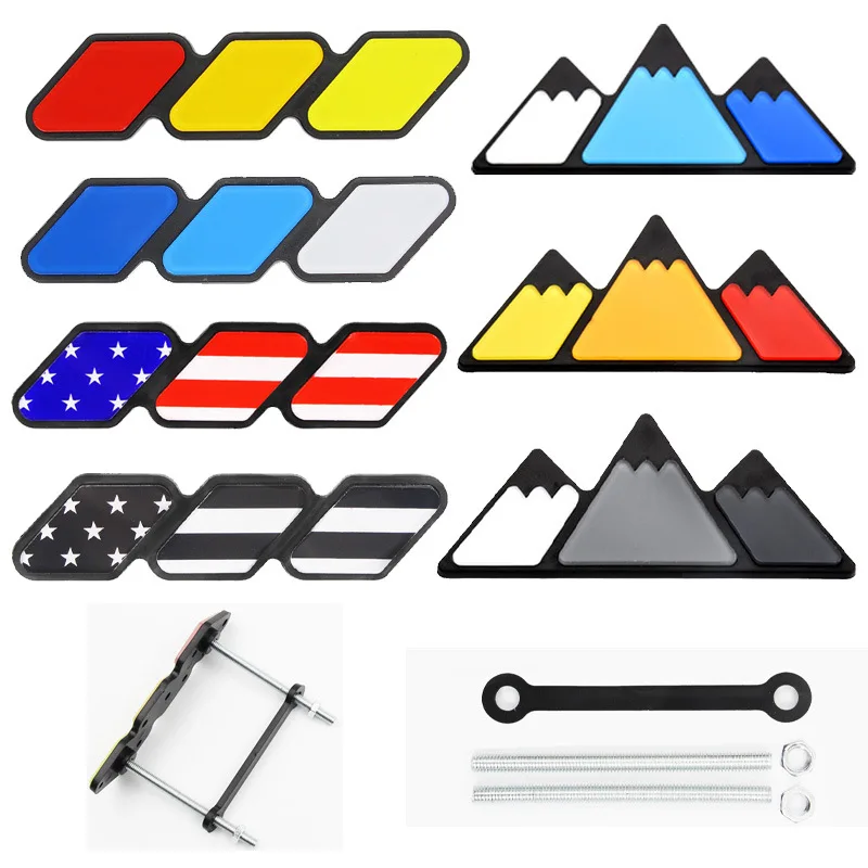 TRD off-road 4x4 highlander 4runner tundra rav4 landcruiser tri-color flag car accessories front grille decoration badge