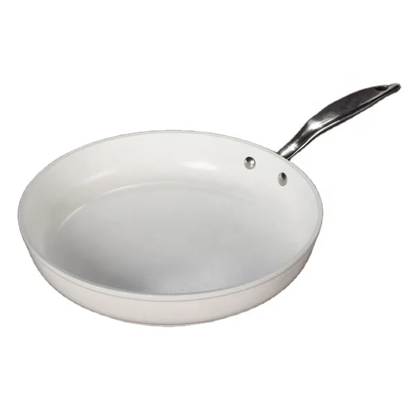 White Aluminum Ceramic Egg Fry Pan