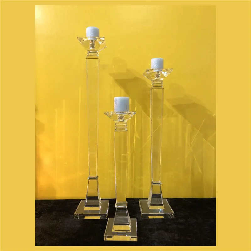 Wholesale Factory Large Wedding candlestick crystal pillar candelabra glass candle holder table decoration centerpieces on sale