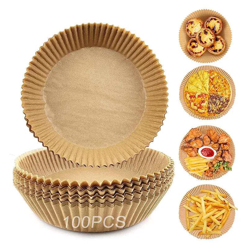 Factory Wholesale Round Baking Air Fryer Paper 20*5cm Food Grade Heat Resistant Disposable Air Fryer Kitchen Silicone Tray Paper