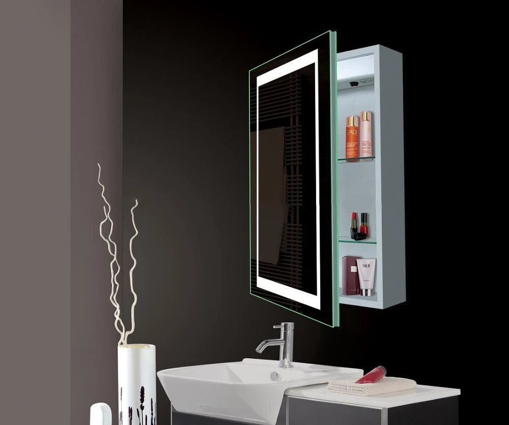 Bathroom Cabinet,LED illuminated one double sided mirror cabinet with shaver socket