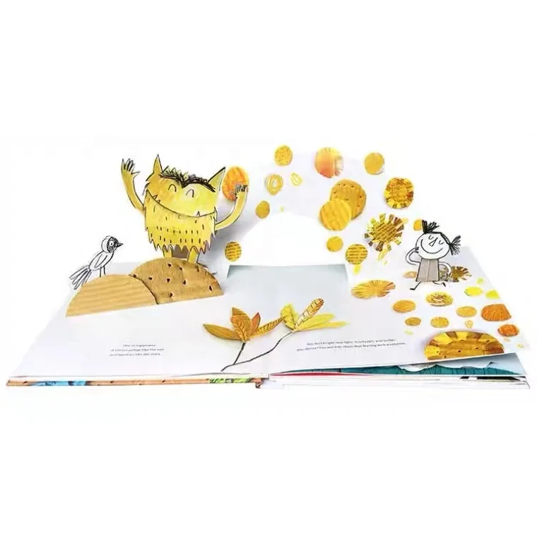Hardcover Die cut Strength factory custom services education printing 3d pop up books for kids pop up story books