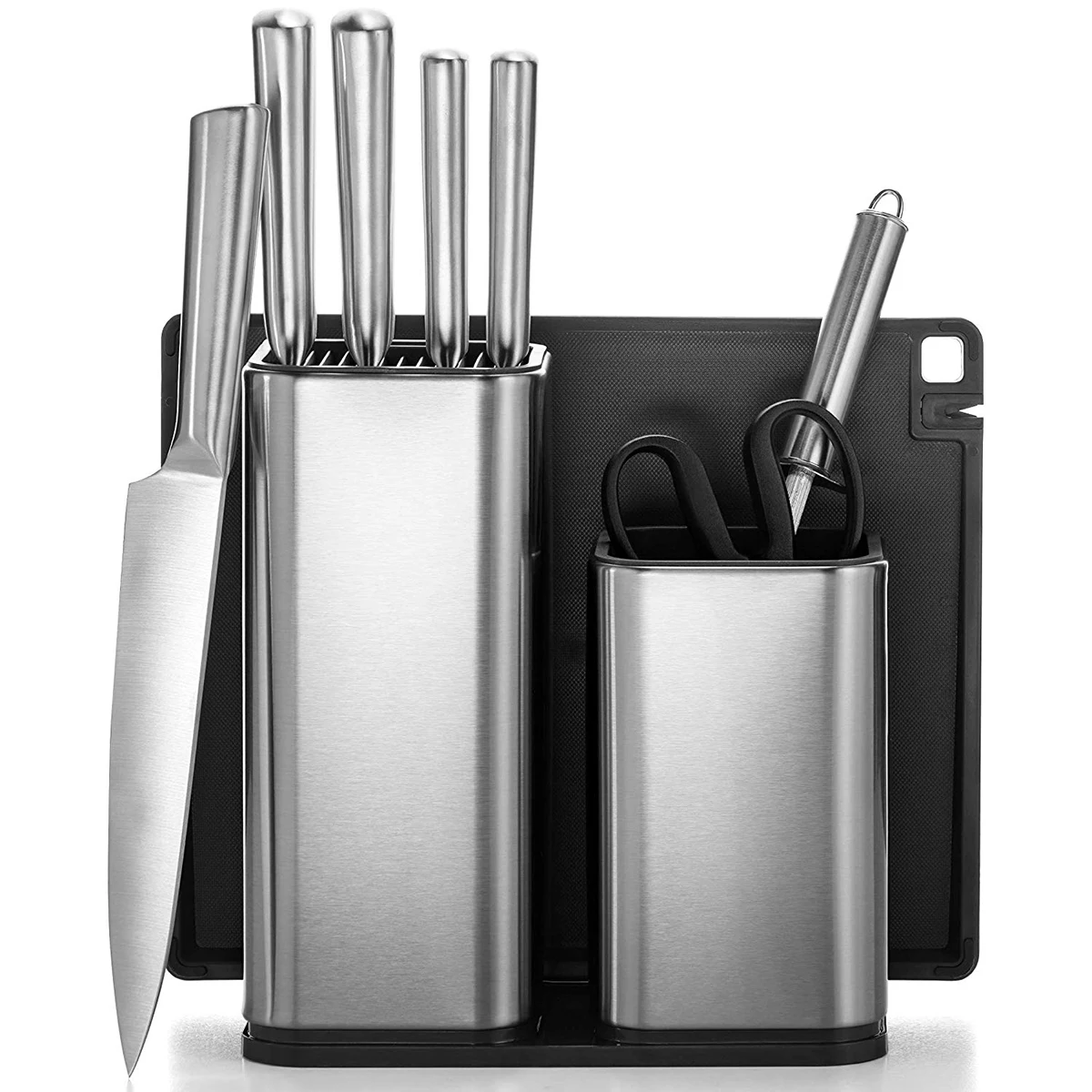 
Premium Stainless Steel Knife Set with Block & utensil holder 10 piece Kitchen Knives Set with Cutting Board 