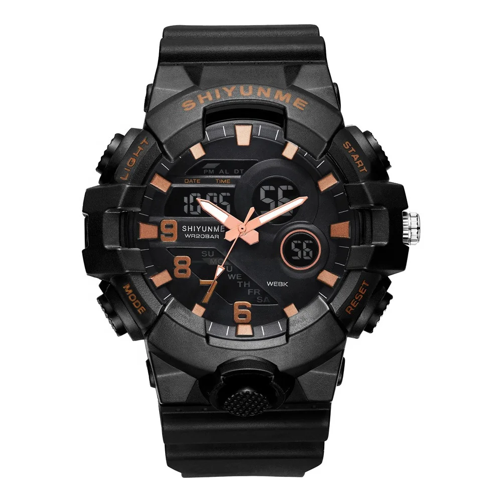 New Model Relojes Analog Digital Sport Watch Led Light Alarm Double Time Display Style Men Fitness Watches