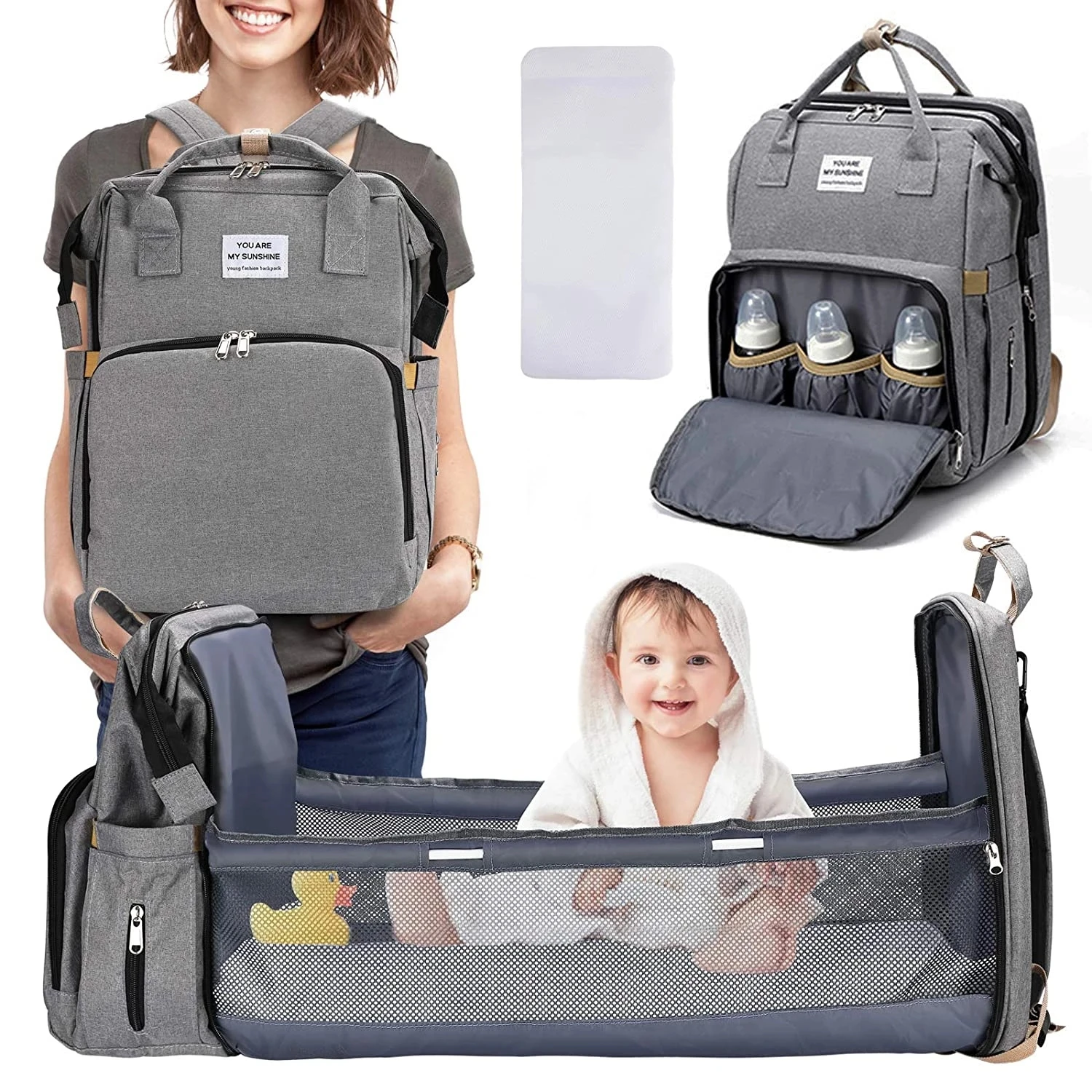 Amazons online mommy diaper bag baby diapers backpack with changing station