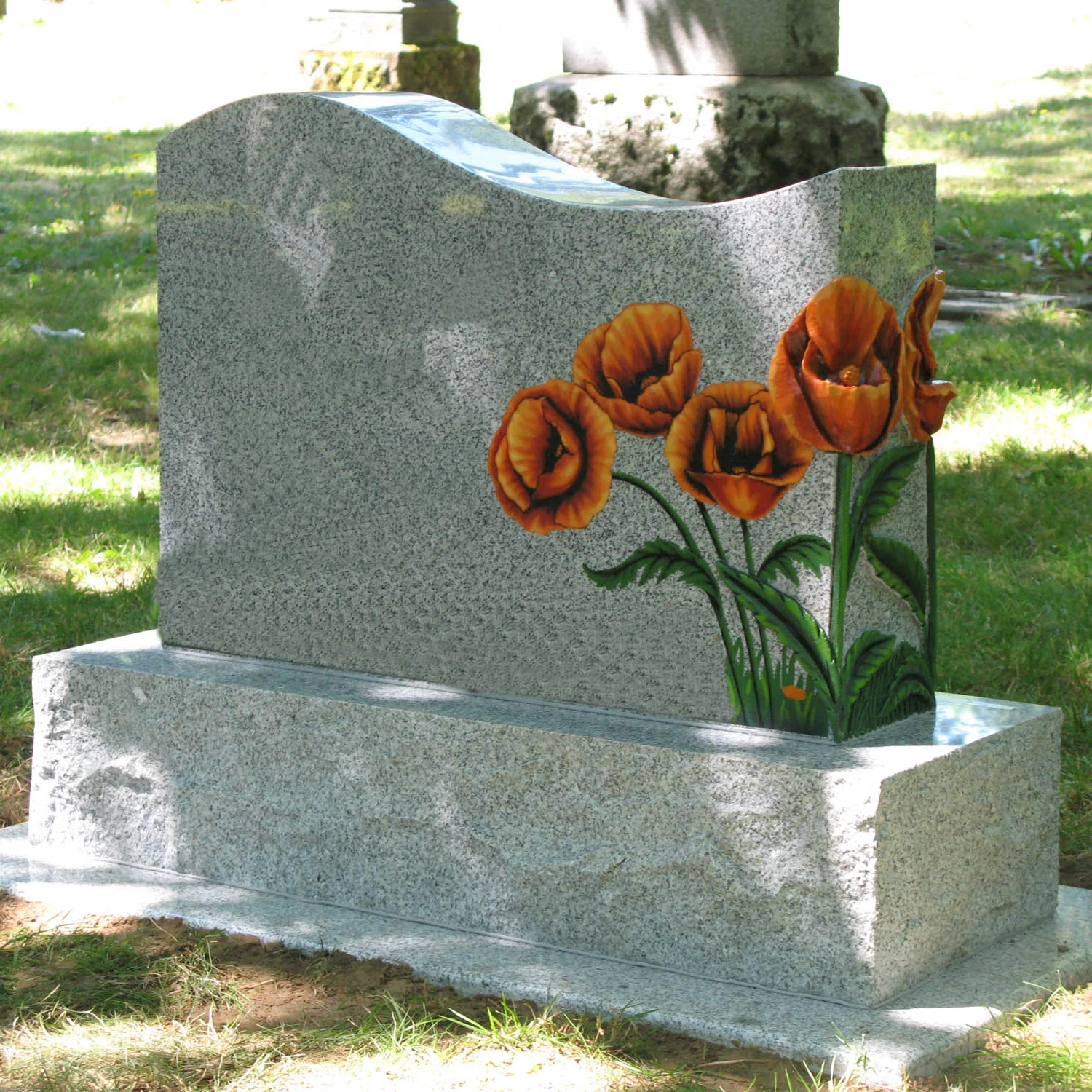 Headstone Grey Granite Grave Stone Cemetery Tombstones And Monuments Gravestone With Factory Price