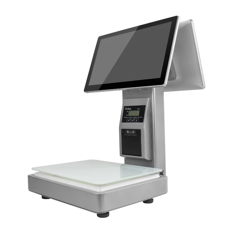 Retail POS Weighing Scale All In One Touch AI Cash Register Weighing Scale With 58mm Printer Receipt Barcode print