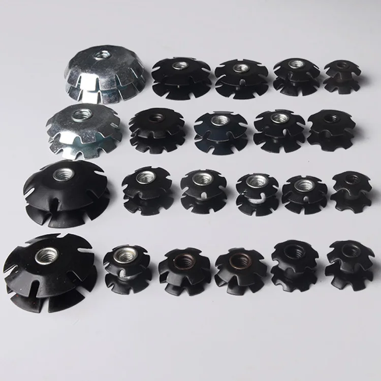 M6 M8 fittings tube Connector nuts 65 Mn Carbon steel Sunflower Round star Nut Plum-Blossom Shrapnel Pipe Nut for Fitting