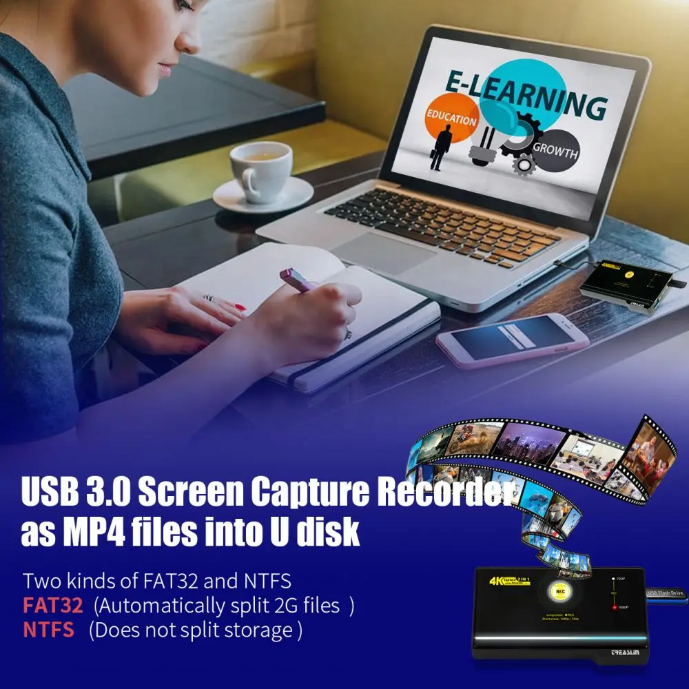 2 in 1 USB3.0 Screen Capture Recorder 4K HDMI Capture Card