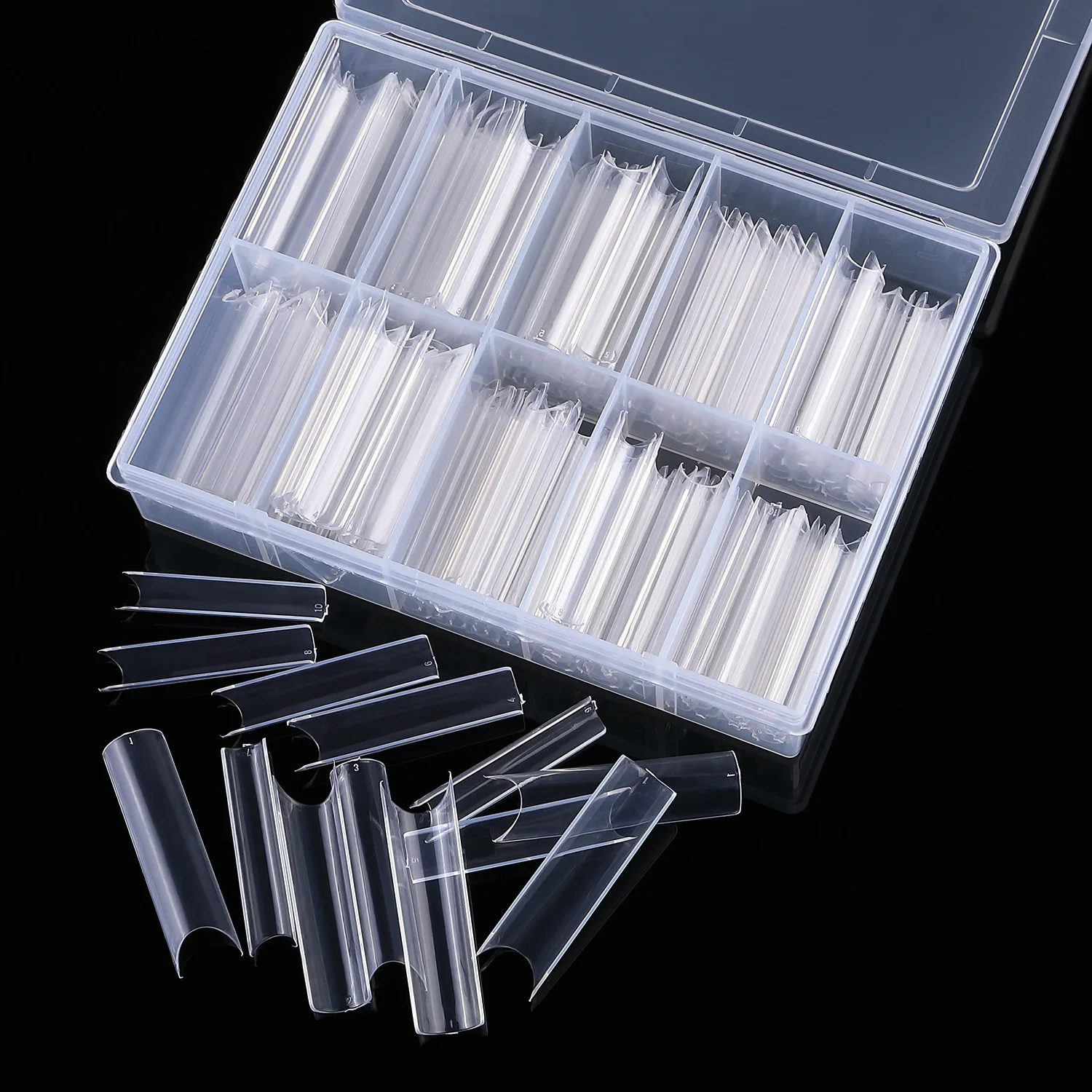 400pcs Label Full Cover Long False Tips Ballerina Coffin Shape Artificial Press on Nails Gel Acrylic Set French OEM