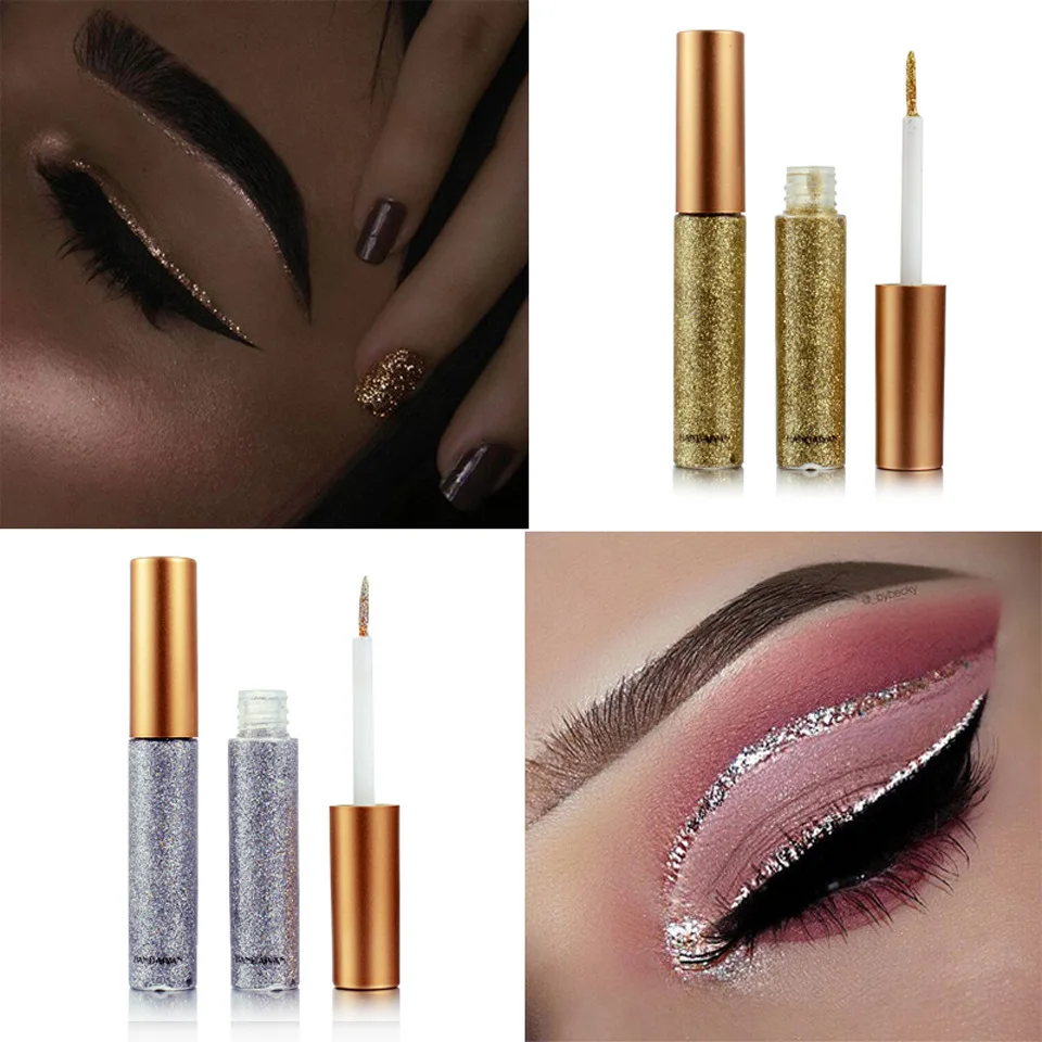HANDAIYAN 10 Colors European American Shiny Liquid Eyeliner Glitter Sequins Eye Makeup Waterproof Long Lasting Liquid Eyeliner