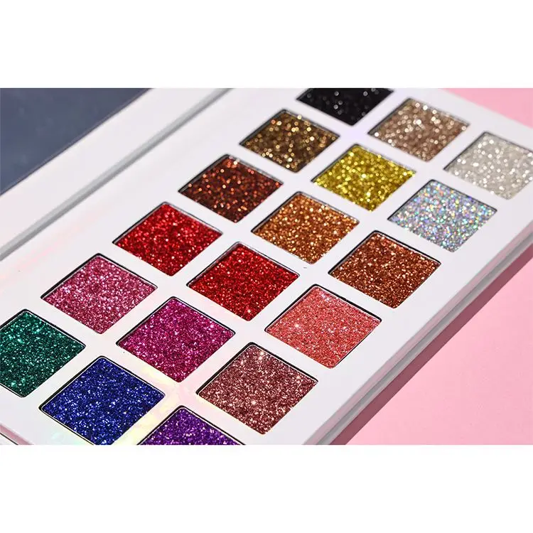 18 Colors Glitter Multichrome Eyeshadow Purple Customized White Case Private Label Eyeshadow Palette