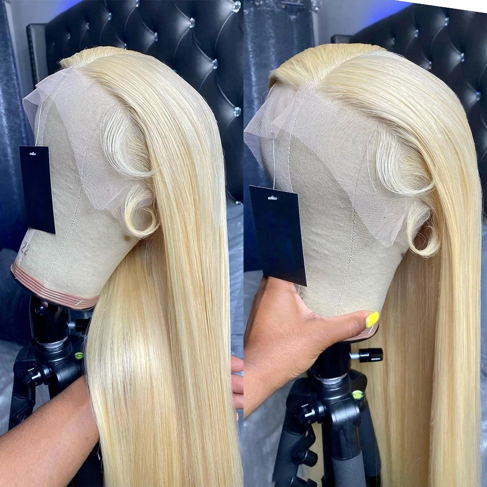 100% human hair double drawn 13X4 13X6 hd swiss lace frontal wig for black women,613 blonde hd full lace wigs raw virgin
