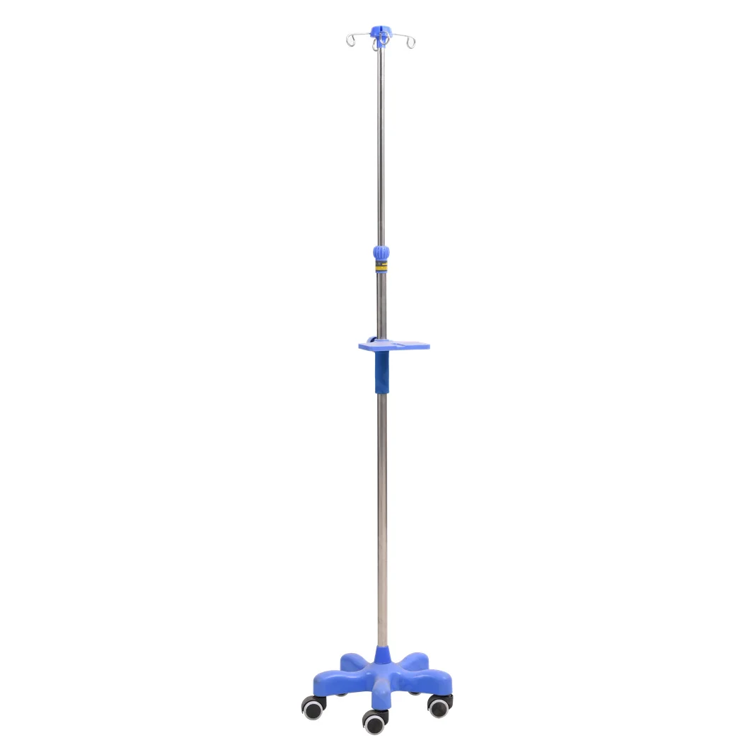 Height Adjustable Stainless Steel Portable Medical IV Pole Drip Infusion Support Stand