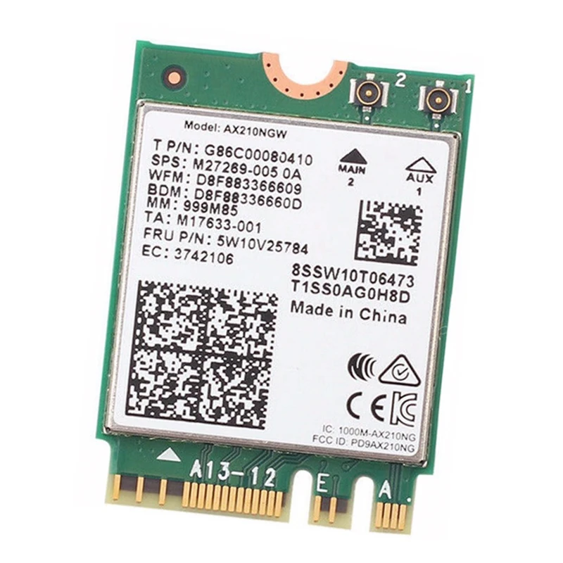 5374Mbps WiFi 6E for Intel AX210 210AX  Wireless M.2 WiFi Card AX210NGW Dual Band 2.4G/5Ghz/6Ghz 802.11ac/ax Wi-Fi 6