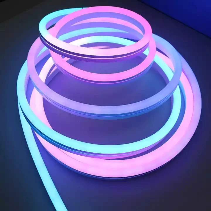 110V 220V 24V 12V Color Changing RGB LED Neon Light IP65 Waterproof PVC Silicone Flex Neon Rope Light Strip for Decoration
