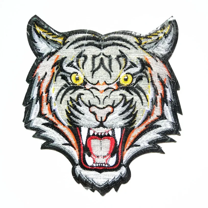 Custom fashion Big Tiger Fabric Patch Embroidery Sew On Patches For Clothing DIY Decoration Clothes Stickers Applique Badge