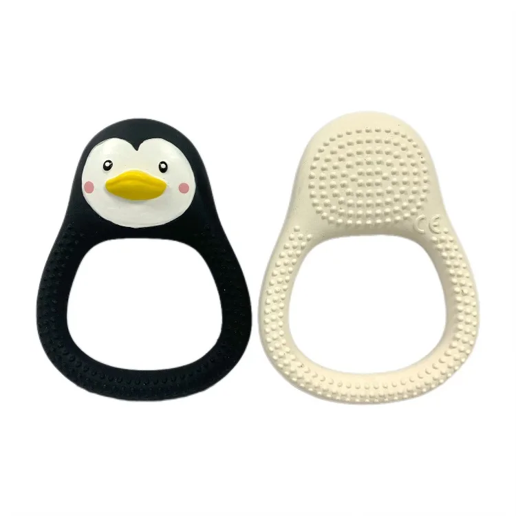 Lively Two-color Penguin Sensory Raised Bracelet Natural Latex Baby Tether Toy