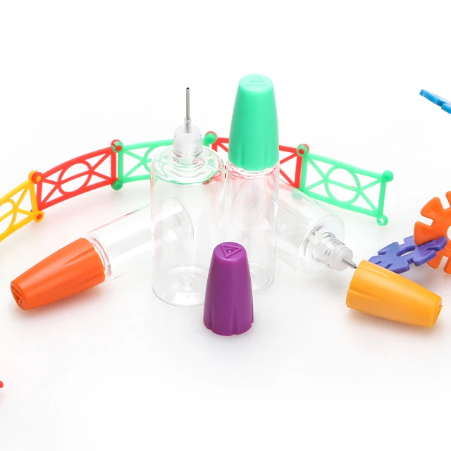 Round Plastic 10ML 15ML 20ML 30ML Plastic Dropper Needle Tip Cap With Childproof Cap Bottle