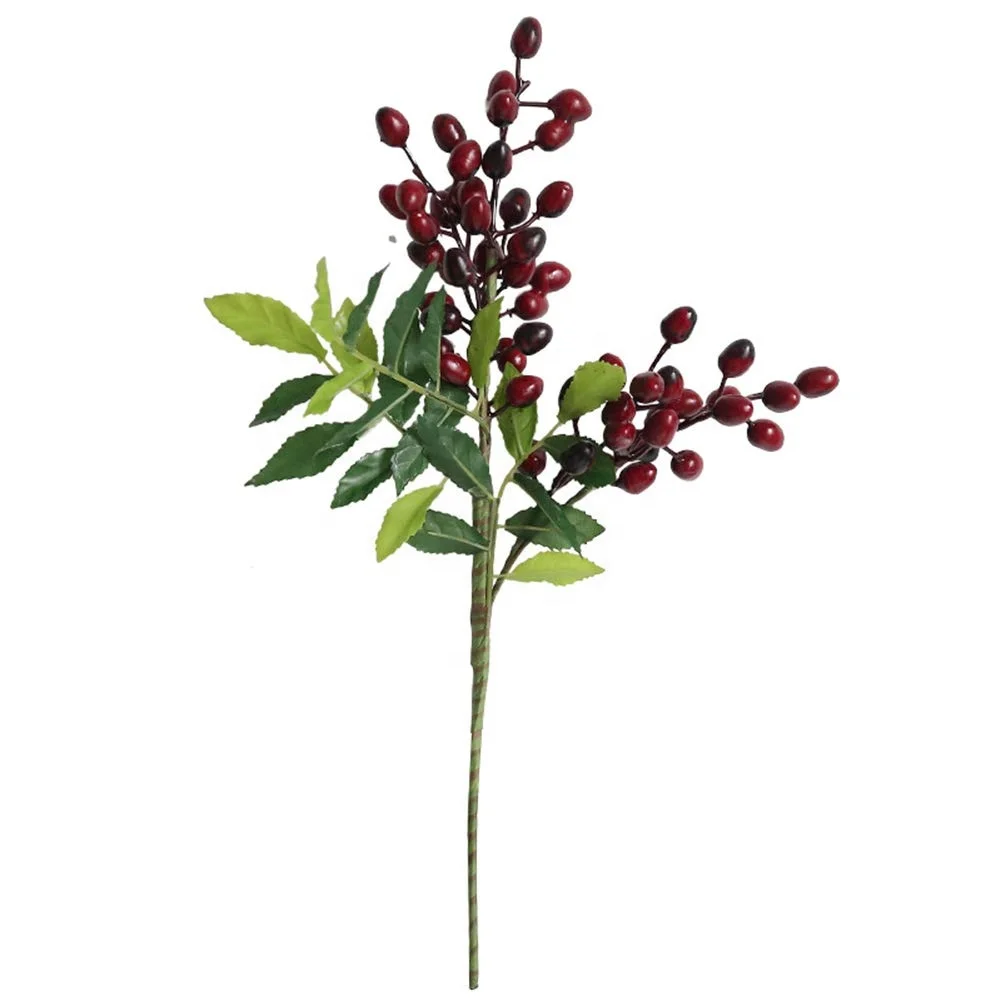 Olive fruit berry bean branch Christmas artificial flower manufacturer home decoration flower wall plant wall flower
