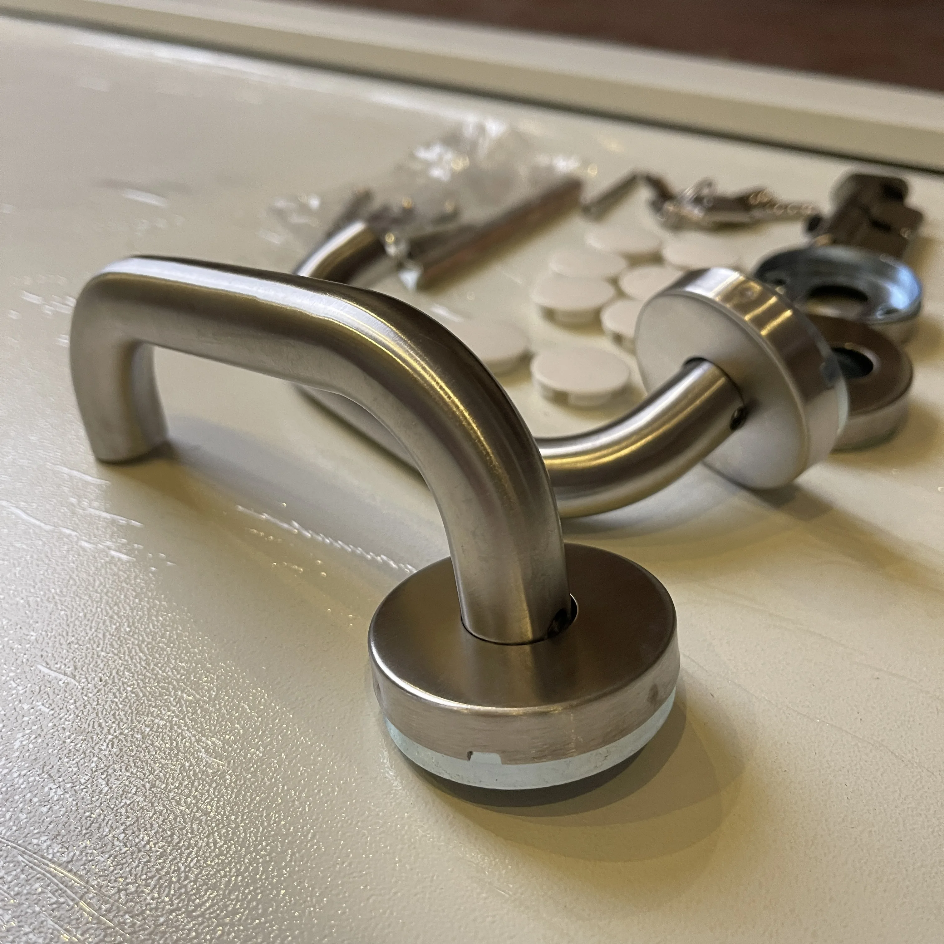 Euro style hollow residential door handle hardware stainless steel 304 lever door handle for wooden metal steel doors