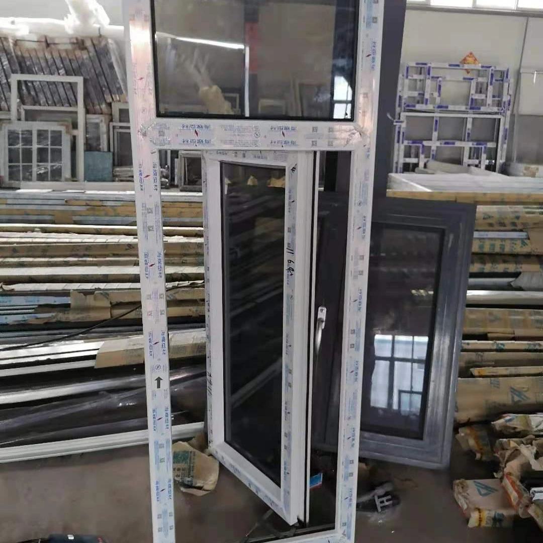 Best price wholesale soundproof steel casement outward opening PVC plastic glass windows with transom