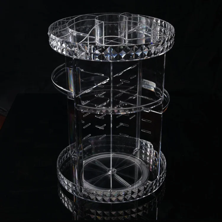 360 Degree plastic makeup organizer rotating adjustable cosmetic rotating makeup organizer acrylic