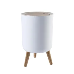 Office storage bin with lid simple push-type bedroom trash can round garbage can