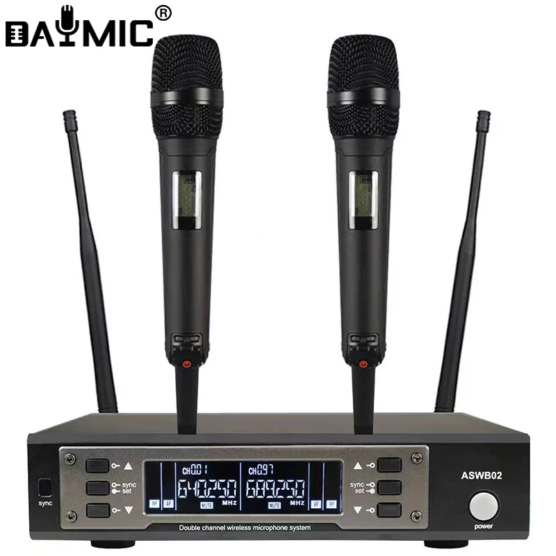 Профессиональная профессиональная 58 UHF двойная беспроводная гарнитура микрофонная система Ручной беспроводной микрофон дальнего действия