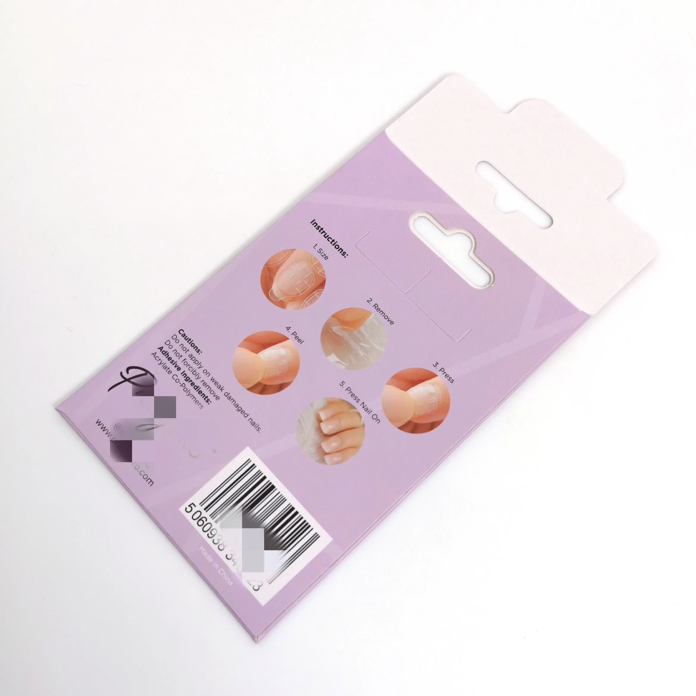 custom logo biodegradable cardboard paper envelope packaging for press on nail with die cut hole