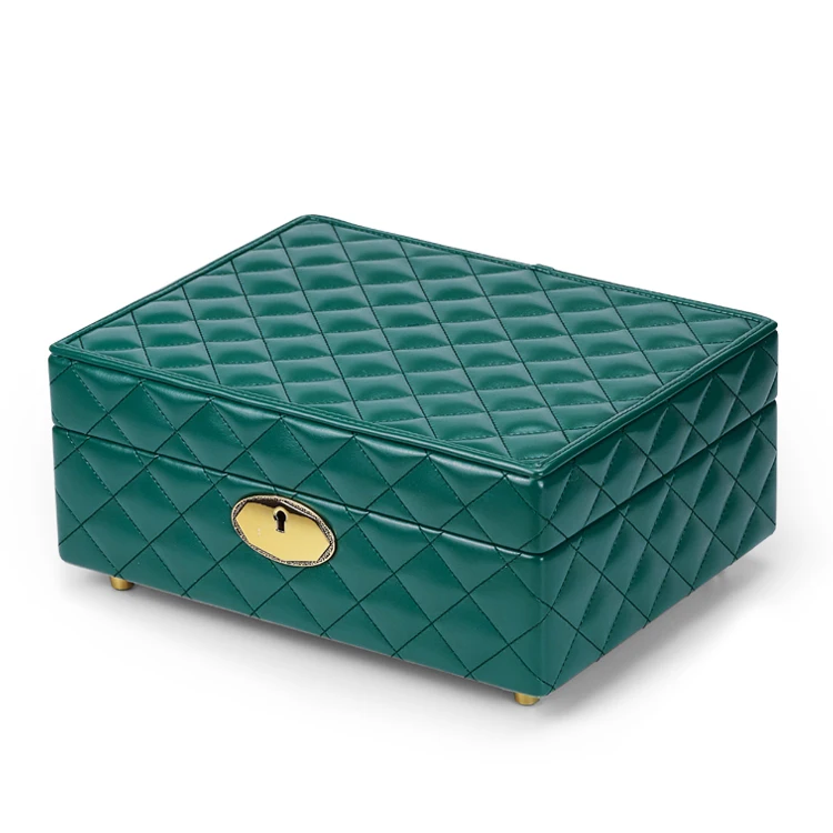 Custom large jewelry box manager velvet leather jewel box ring necklace bracelet earring storage jewel box with logo