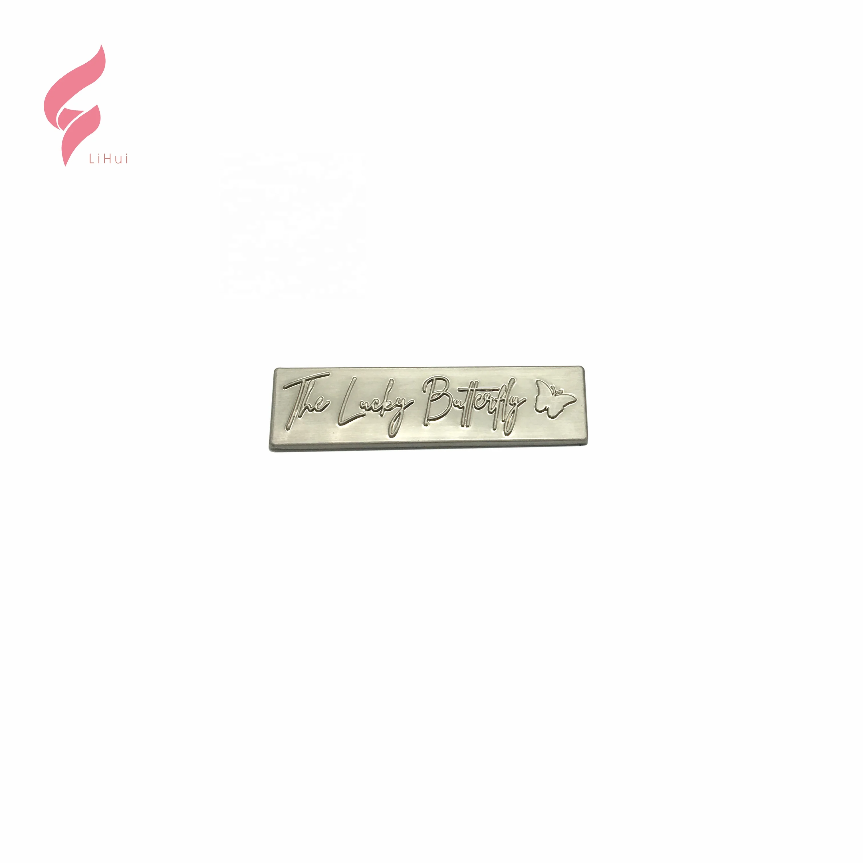 Lihui factory price brushed metal tag custom made tag logo metal logo brand for garments