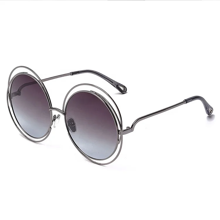 Fashion Vintage Oversized Round Rose Colored Frame Sunglasses Stylish For Womens Metal Sunglasses Shades Sun glasses