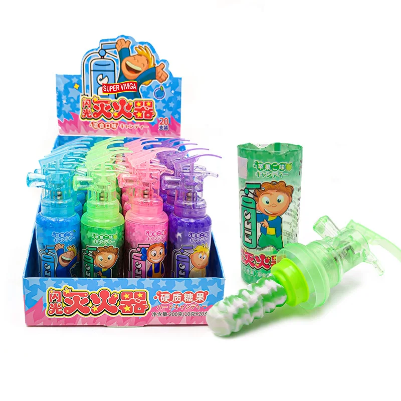 china shantou colorful fire extinguisher shape rotating sweet fruity hard candy toy with kids